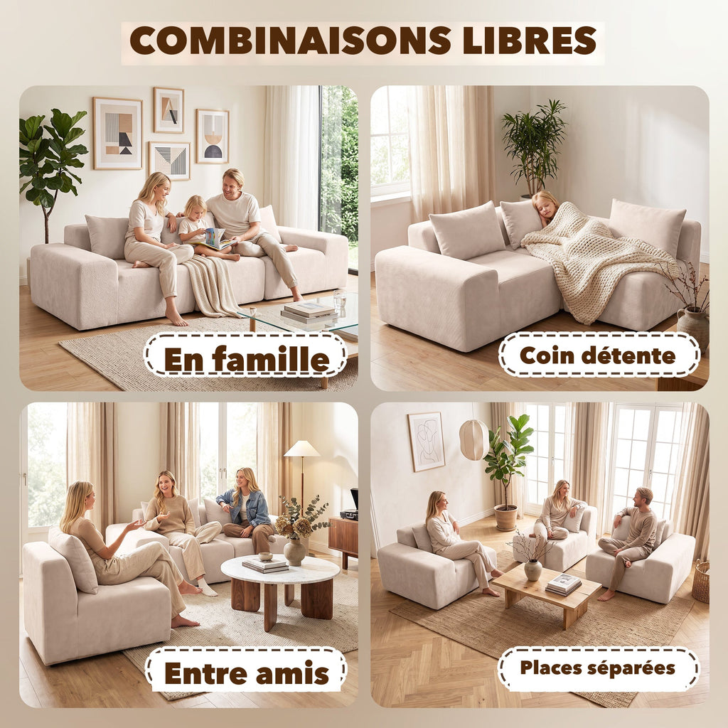 Canapé modulaire 320 cm — combinaisons libres