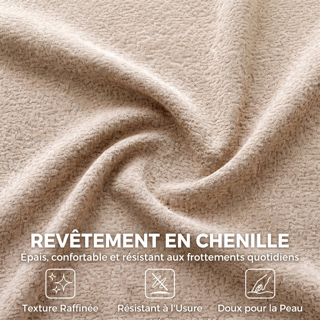 Canapé 3 places en chenille 233 cm beige — photo 4 sur 8