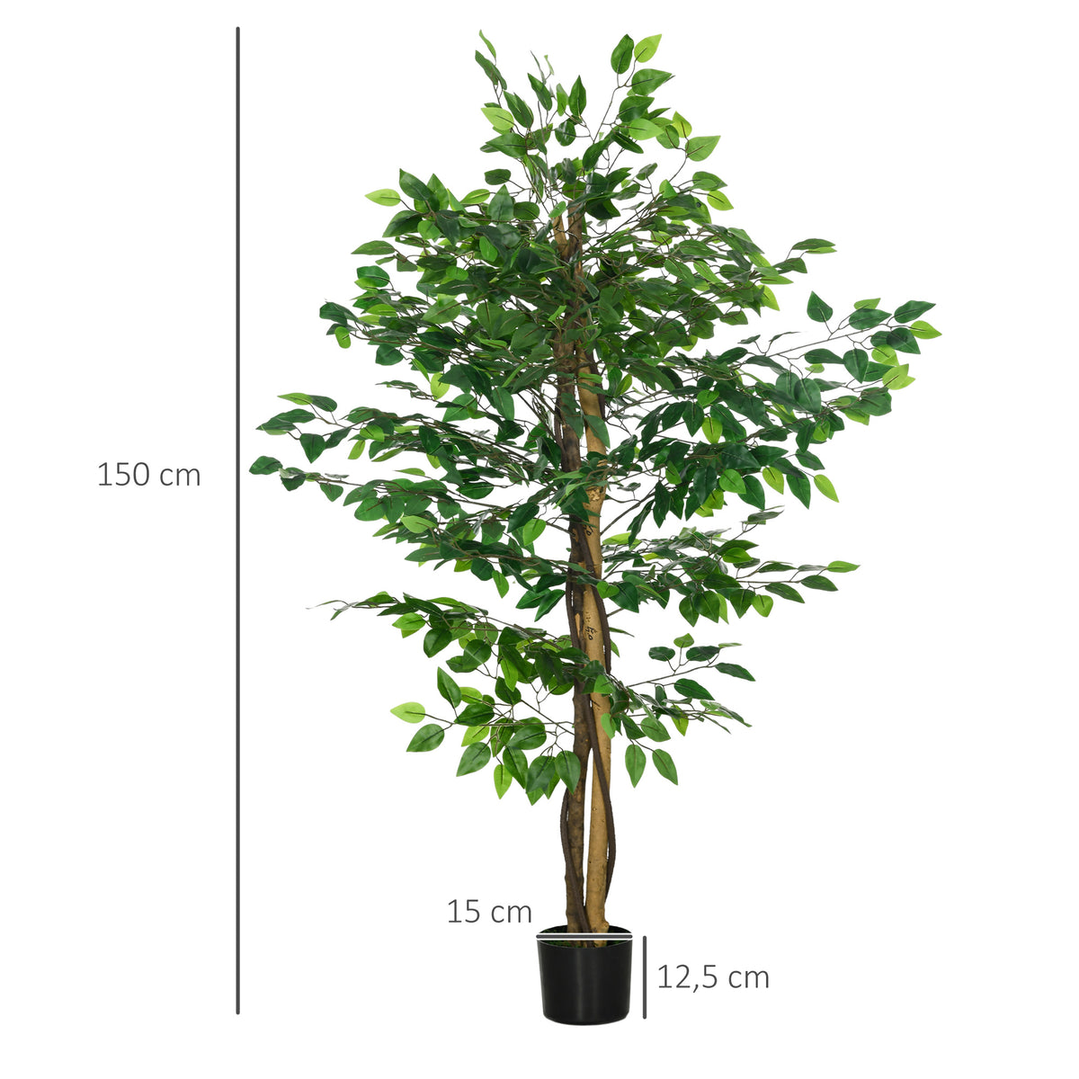 Lot de 2 ficus artificiels avec pot — 1,50 m — vue 3