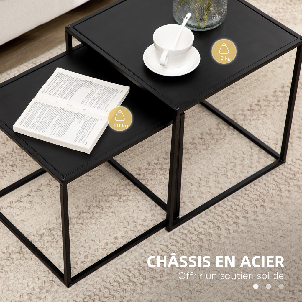 Tables gigognes en métal noir mat — lot de 2 — photo 6