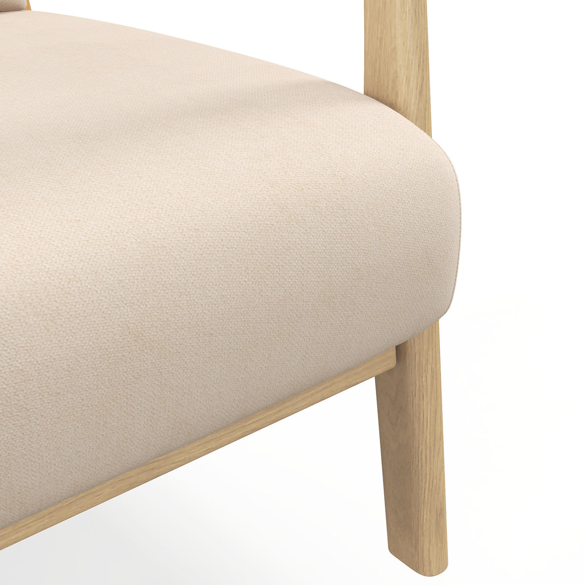 Fauteuil lounge bois d'hévéa et aspect velours — beige — vue 9