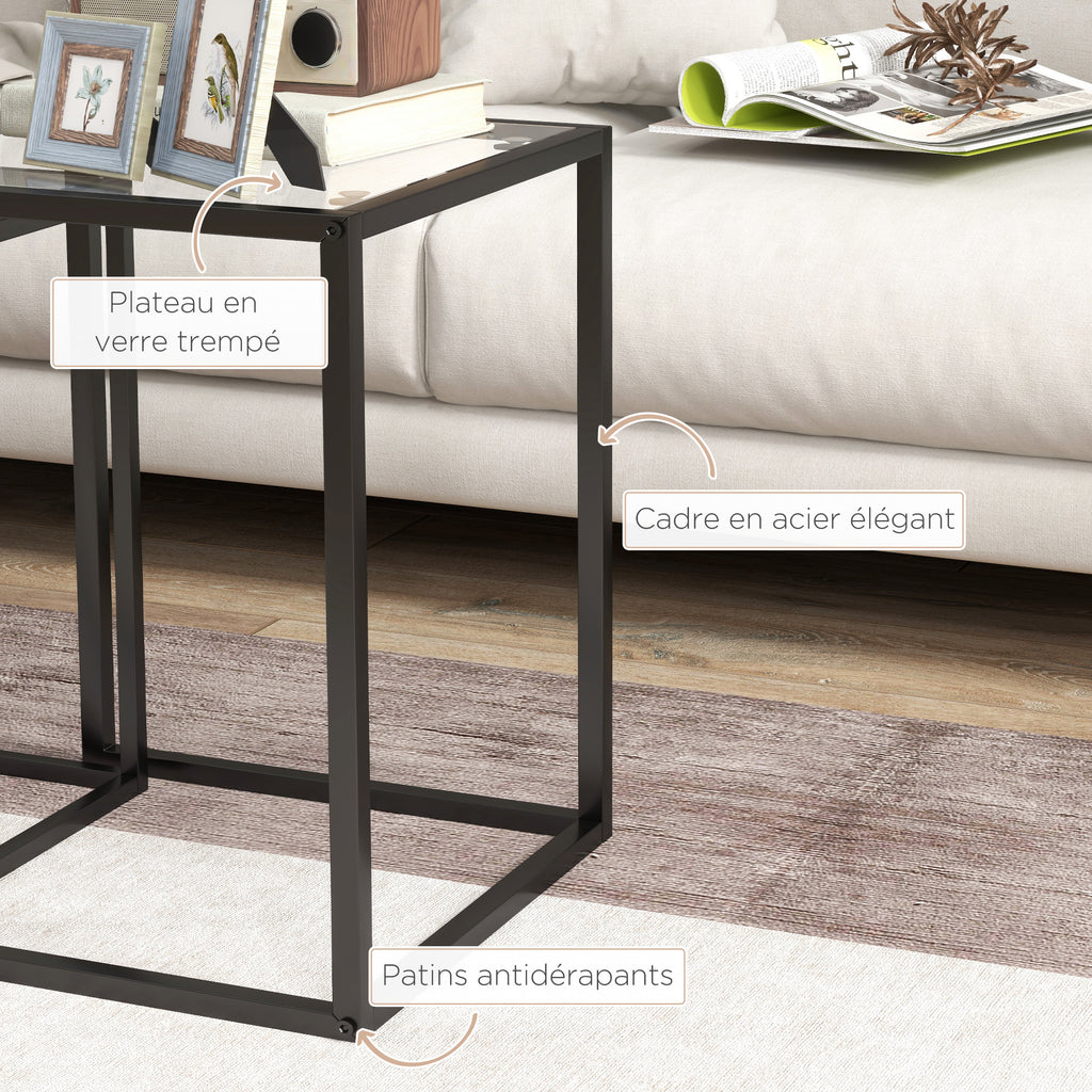 Tables gigognes plateau en verre — lot de 2 — photo 5