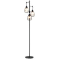 Lampadaire industriel 3 suspensions filaires — noir — vue sur fond blanc