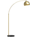 Lampadaire arc doré, socle en marbre — 180 cm — vue 1