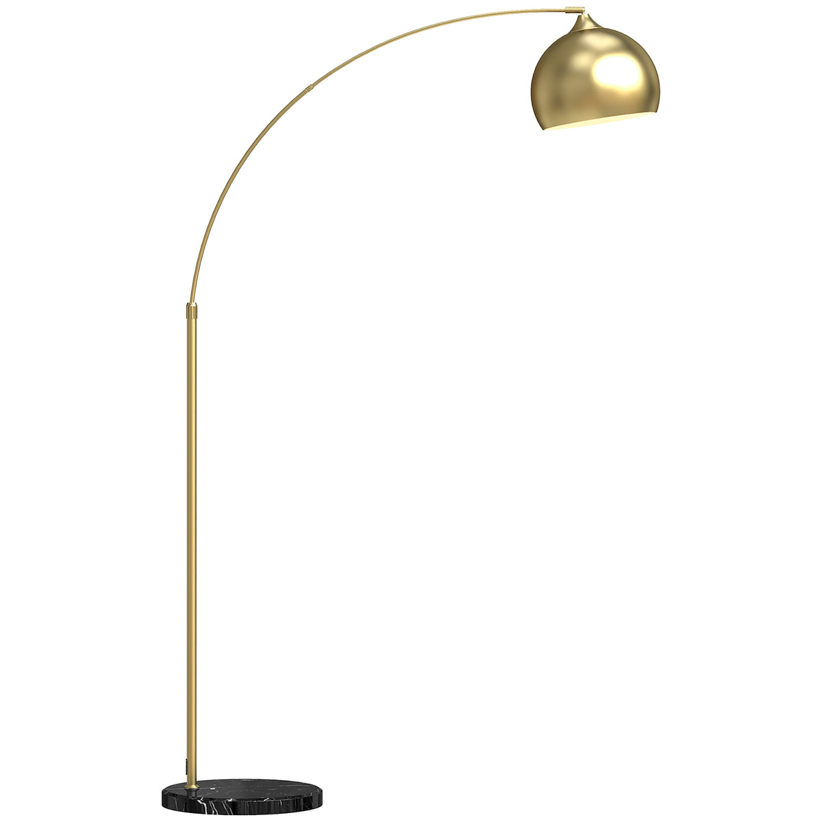 Lampadaire arc doré, socle en marbre — 180 cm — vue 1