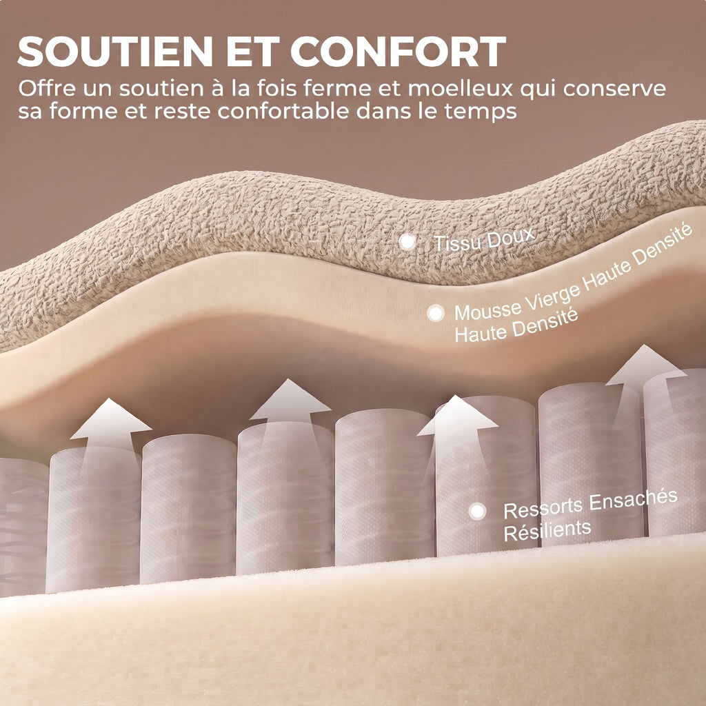 Canapé 3 places en chenille 233 cm beige — photo 3 sur 8