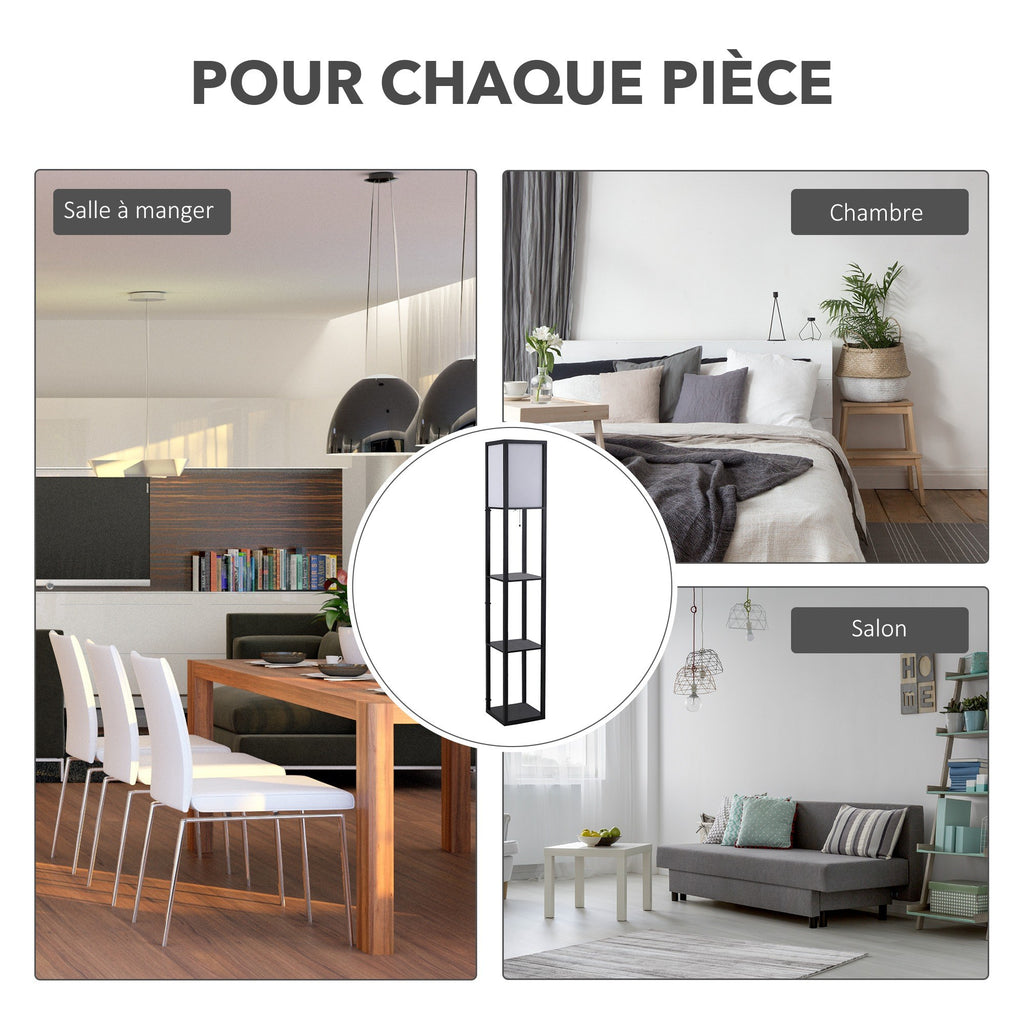 Lampadaire étagère 160 cm — noir