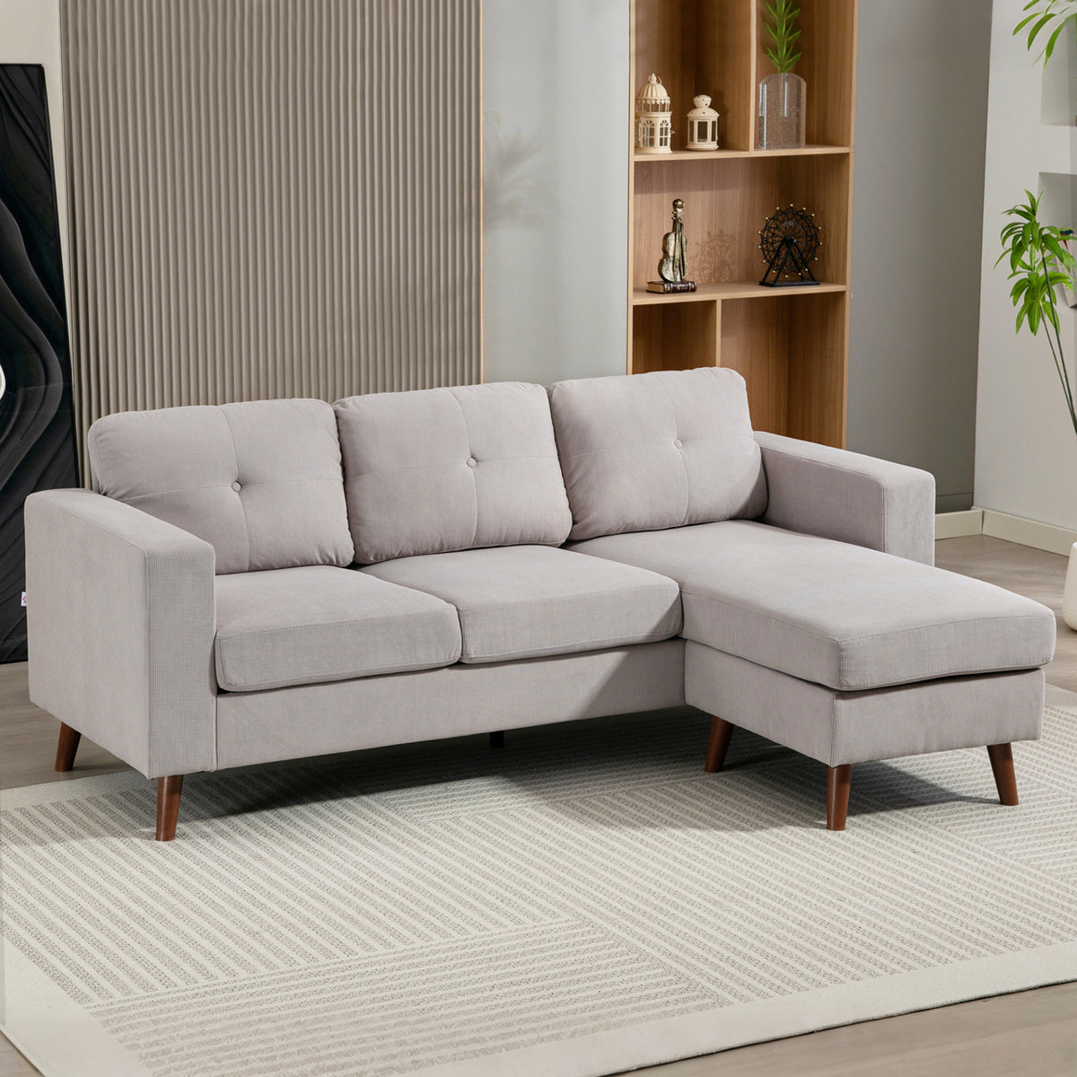 Canapé d'angle réversible velours côtelé — 192 cm — vue 9