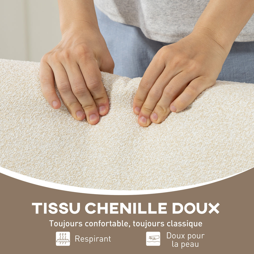 Fauteuil en chenille, structure hévéa — crème — vue 6