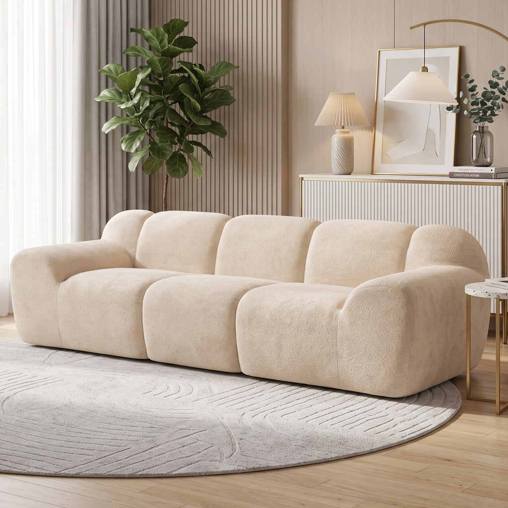 Canapé 3 places en chenille 233 cm beige — photo 1 sur 8