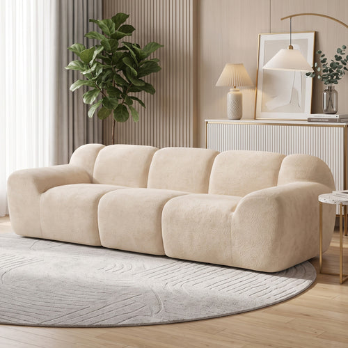 Canapé 3 places en chenille 233 cm beige — photo 1 sur 8