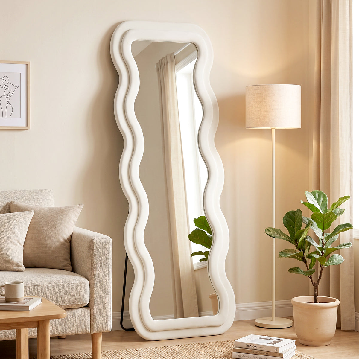 Miroir ondulé pleine longueur effet velours — 160 × 60 cm — vue 2