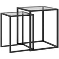 Tables gigognes plateau en verre — lot de 2 — vue sur fond blanc