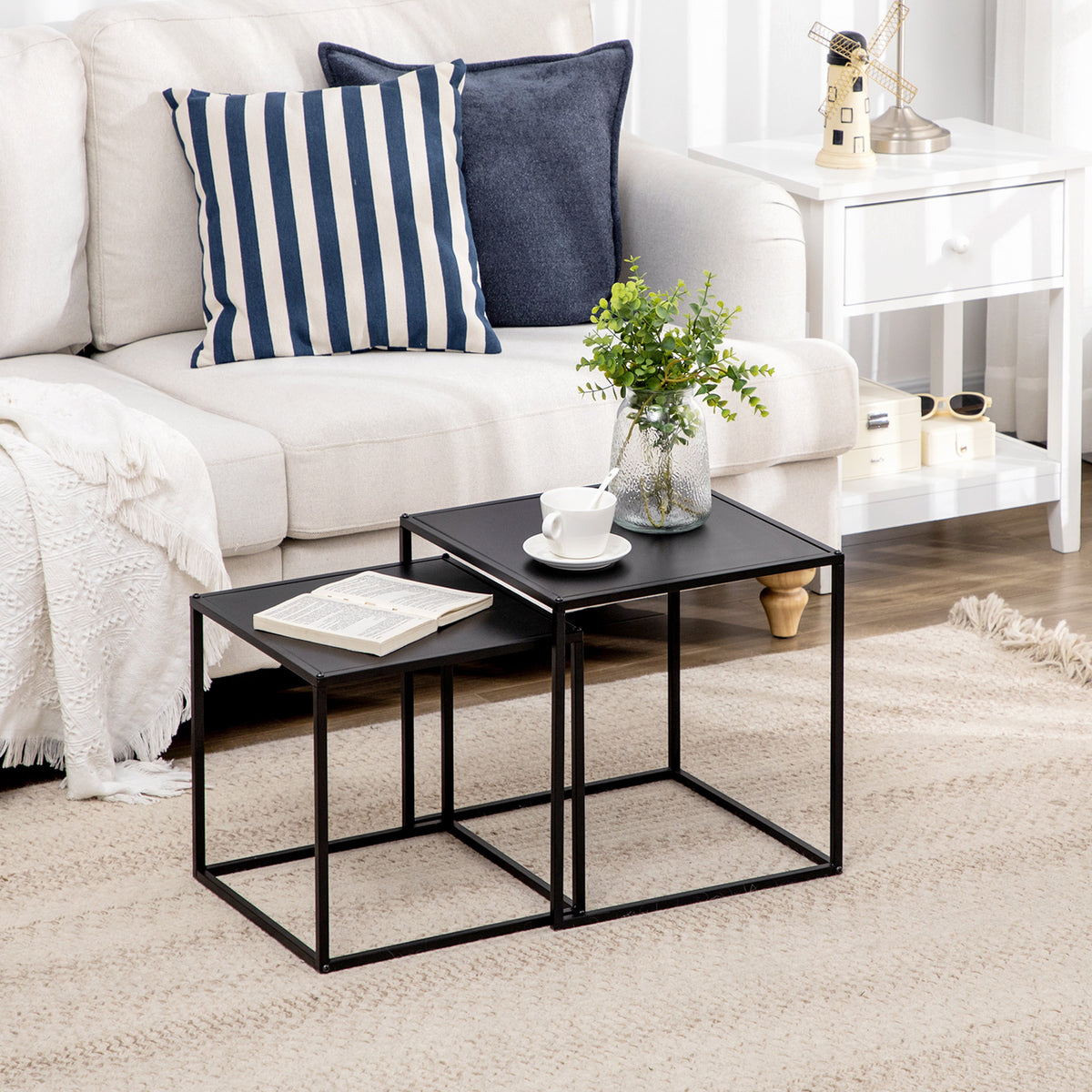 Tables gigognes en métal noir mat — lot de 2 — photo 9
