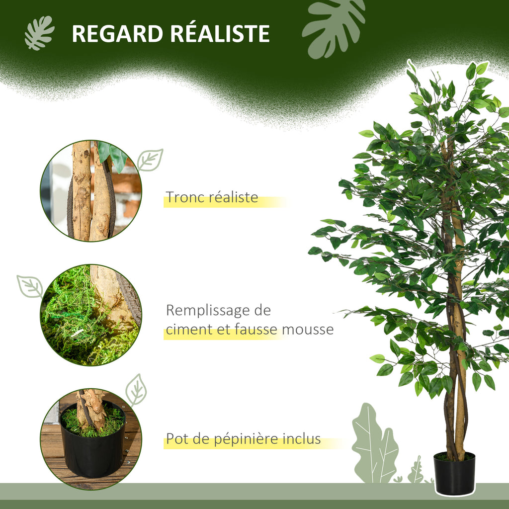Lot de 2 ficus artificiels avec pot — 1,50 m — vue 4