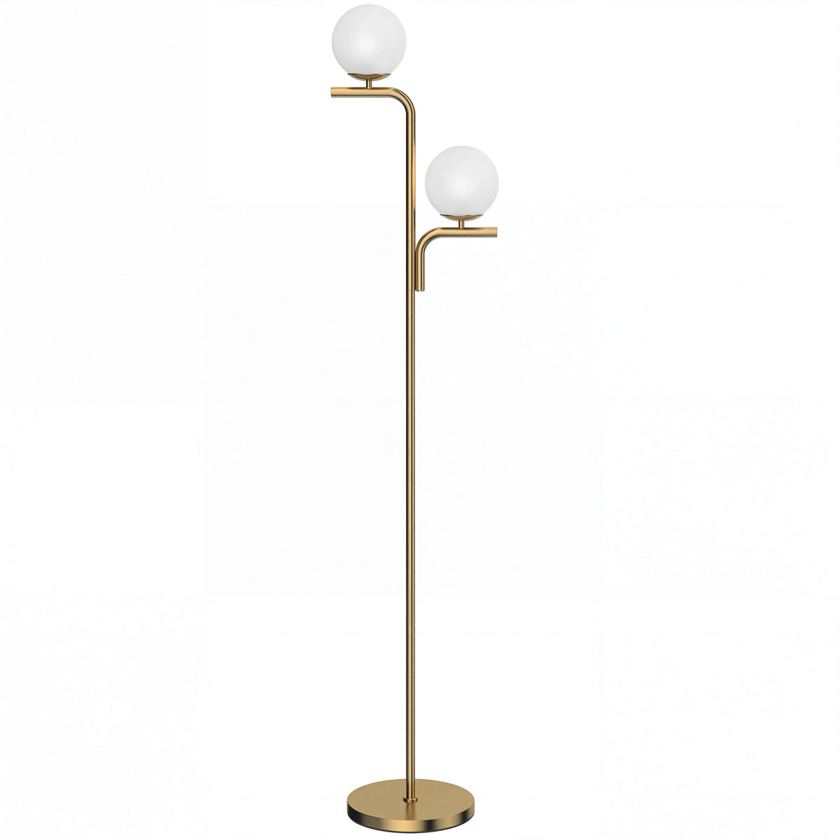 Lampadaire 2 globes 3 lumières — doré — vue sur fond blanc