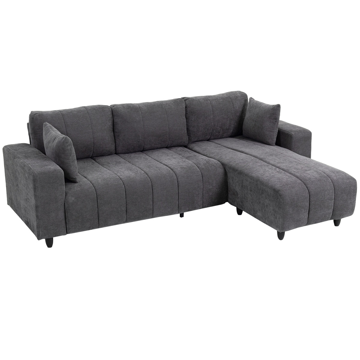 Canapé d'angle réversible aspect lin — 242 cm — vue 1