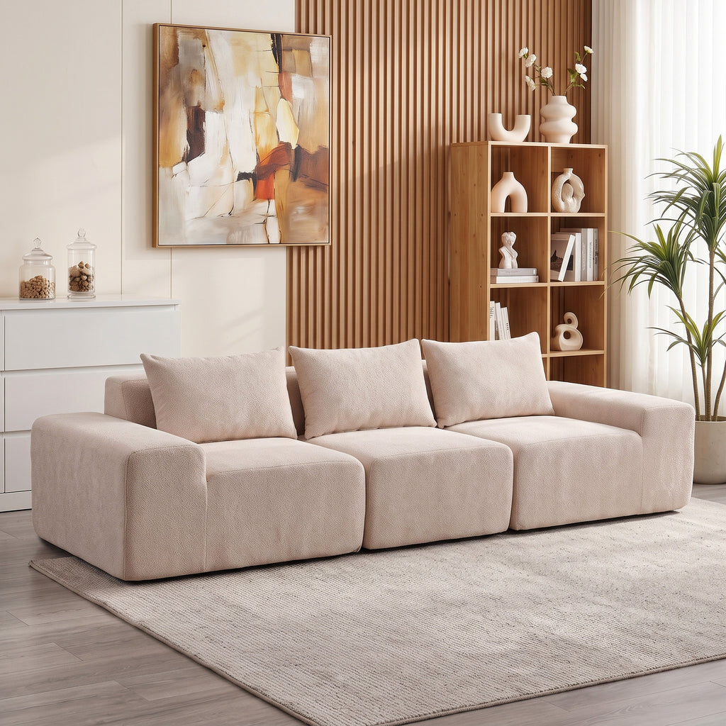 Canapé modulaire en chenille 320 cm beige — photo 6 sur 7