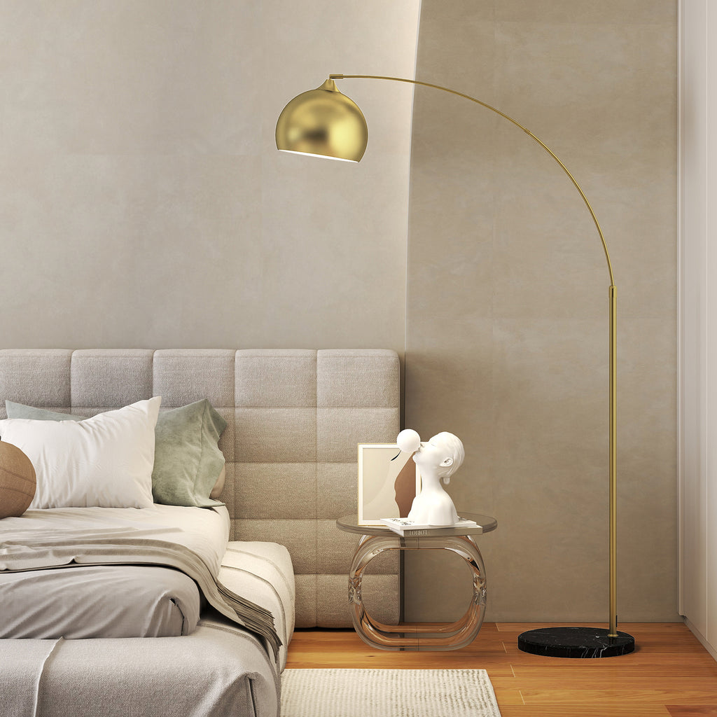 Lampadaire arc doré, socle en marbre — 180 cm — vue 8