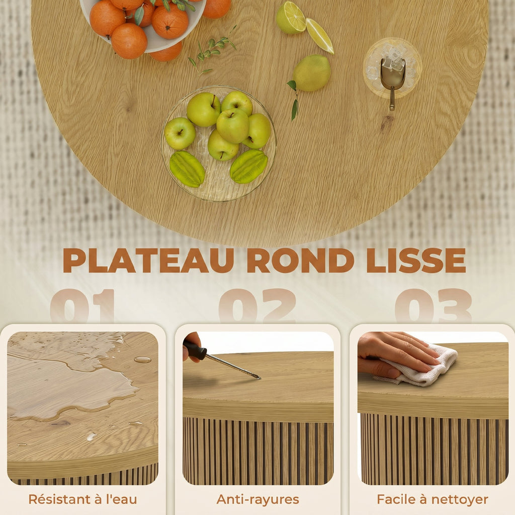 Table basse ronde, pied cannelé — Ø 80 cm — vue 6