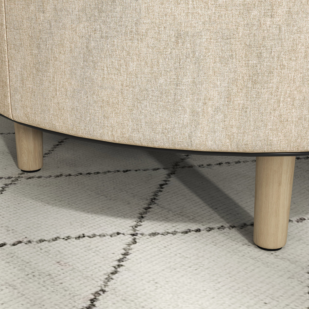Pouf rond à coffre avec plateau réversible — beige — vue 8